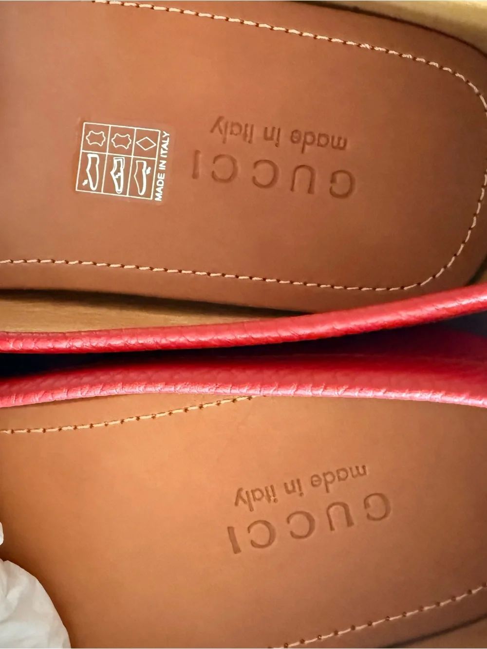 GUCCI Men's Red Leather Horsebit Loafers Size 11